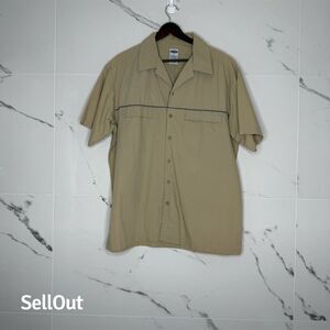 Old Navy Men's Beige Short Sleeve Button-Up Shirt Size M Casual safari neutral​